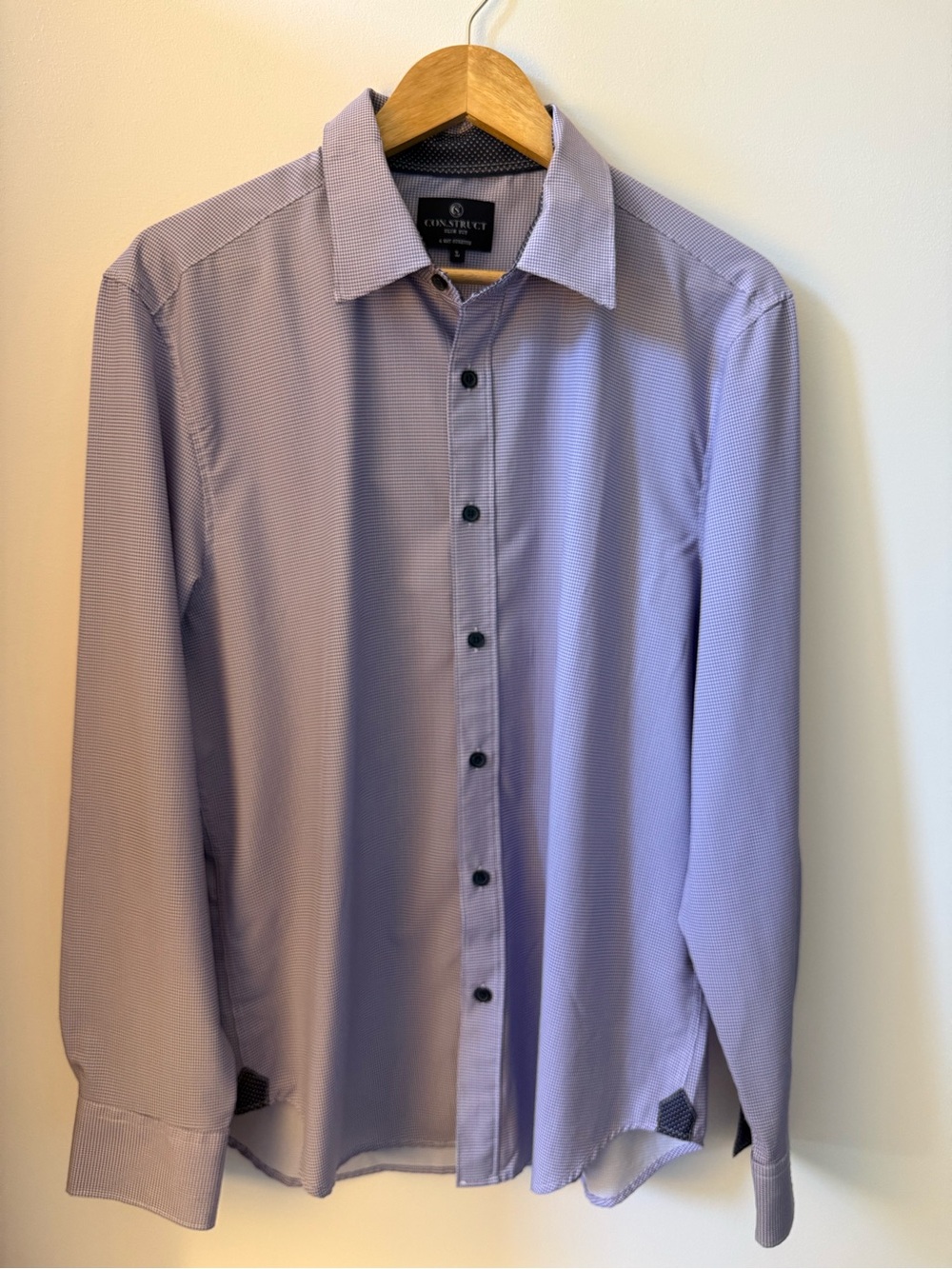 Construct Men's Light Purple Button-Front Dress Shirt